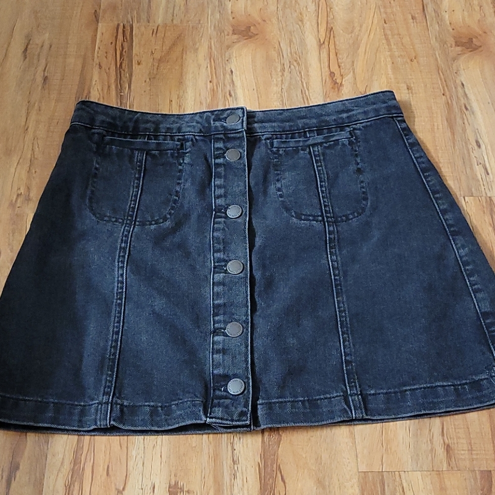 Topshop Moto Black Denim Skirt Size 8
